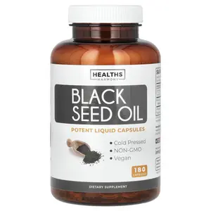 Healths Harmony Black Seed Oil, 180 Capsules (500 mg per Capsule)