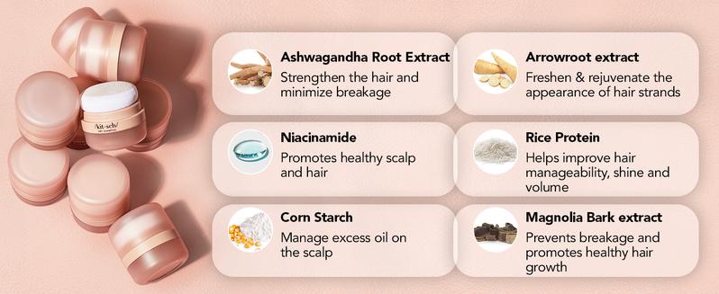 Kitsch Dry Shampoo Powder with Rice Protein for Women & Men - Volumizing, Unscented, No White Cast, Organic, Paraben Free, for Oily & Light Hair - 8g