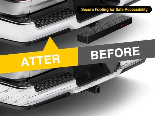 Nilight Hitch Step with 2" Hitch Receiver Rear Bumper Guard Protector 23.5 Inch with 5/8" Hitch Pin Clip Upgraded Textured Black Anti Slip Hitch Step Bar for Pickup Truck Car SUV