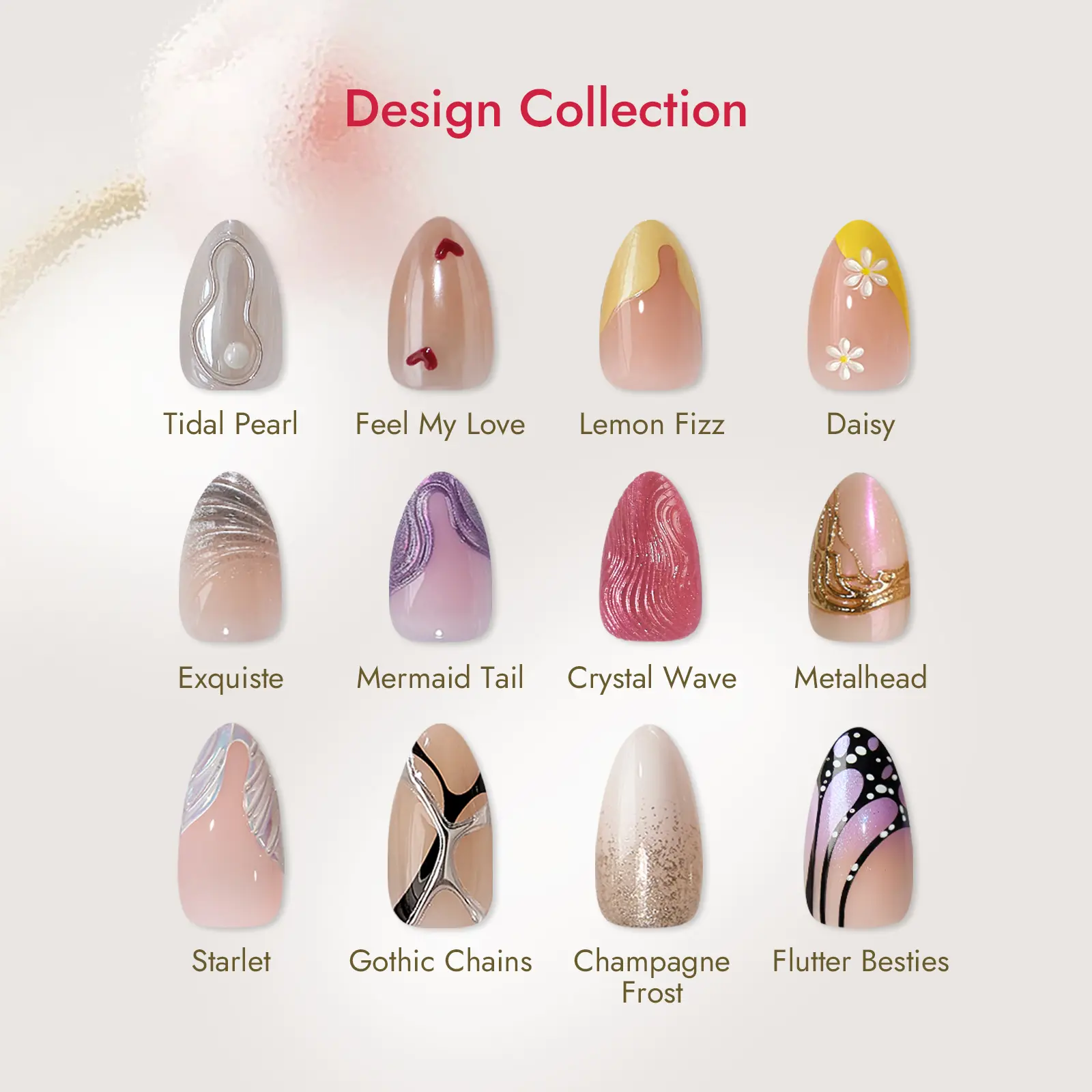 BTArtbox Press On Nails Short Almond - Design Collection, Flower Almond Ombre Press On Nails with Glue for Women, 3D Design Opaque Soft Gel Glue On Nails in 16 Sizes - 32 Stick On Nails Kit, Summer Spring Holiday Party, Back To School Day