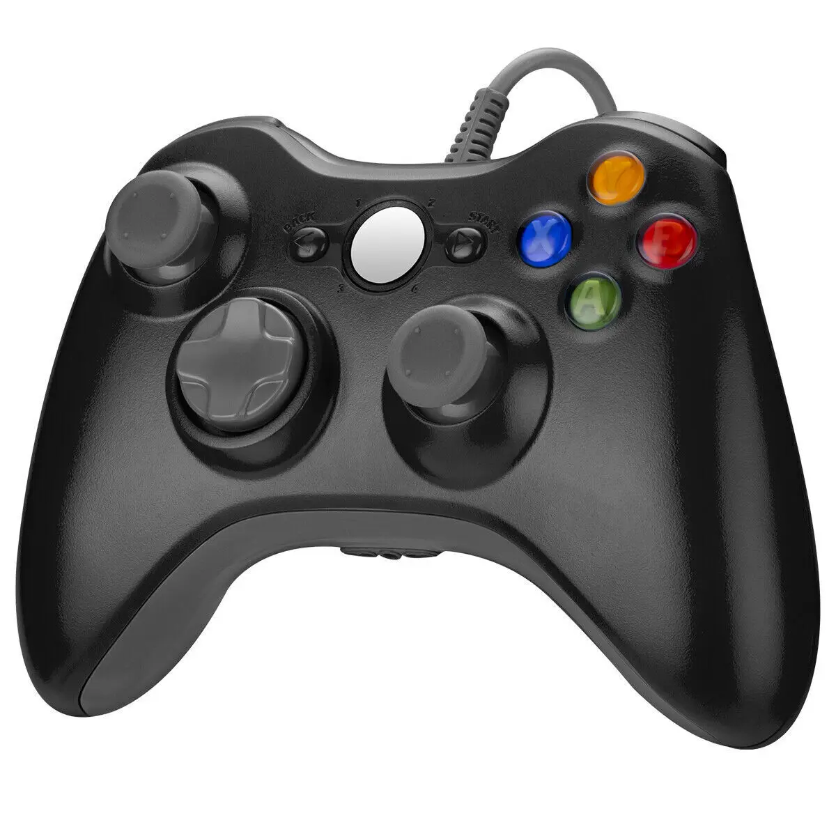 TekDeals Adjustable Compact Wired Vibration Game Controller Gamepad Joystick with USB & Console Port Connection - Headset-Compatible Accessory for Microsoft Xbox 360, PC (WIN 7, 8, 10)