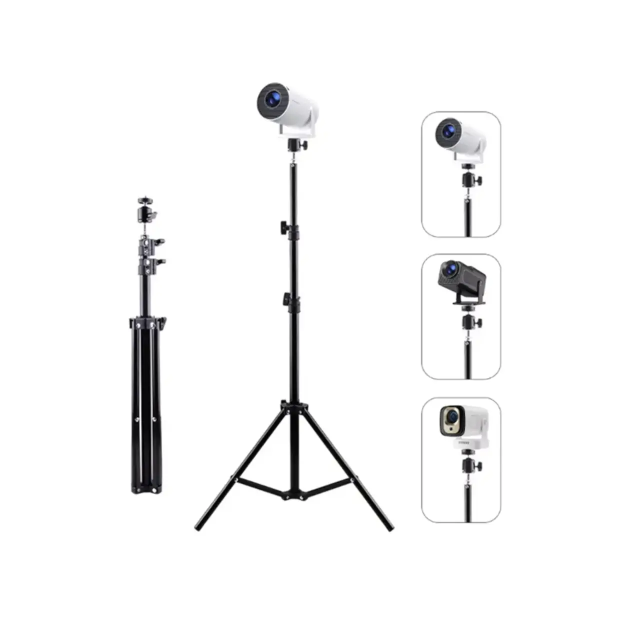 Adjustable HY 300 Pro Projector Stand, 160cm Height Thick Metal Tube Feels Solid on Floor, Cold Rolled High Hardness Portable Tripod, Easy Assembly, Multi-Angle Adjustment, 4/1 Screw Hole, 1.5kg Load Bearing