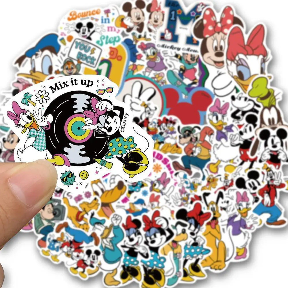 Disney Mickey Family 50-Count Vinyl Sticker Set, Waterproof Fun Character-Based Decals for Decorating Surfaces, Kids+Teens’ Water Bottle, Laptop