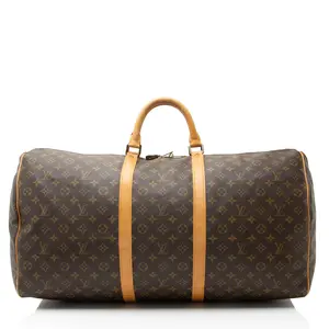 Pre-owned Louis Vuitton Leather Luggage Vintage Monogram Canvas Keepall 60 Duffle