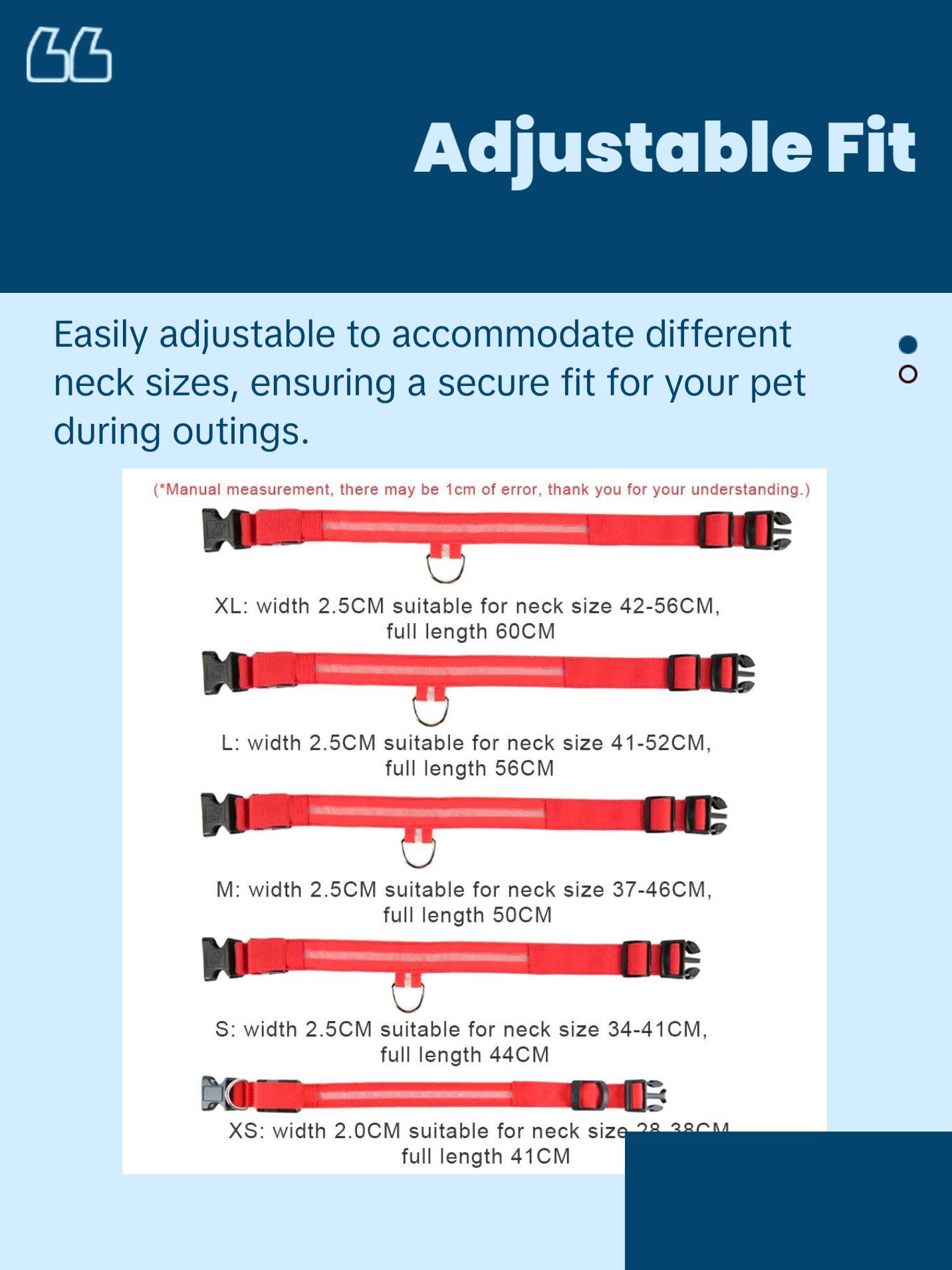 LED Adjustable Dog Collar Blinking Flashing Light Up Glow Pets Safety Waterproof