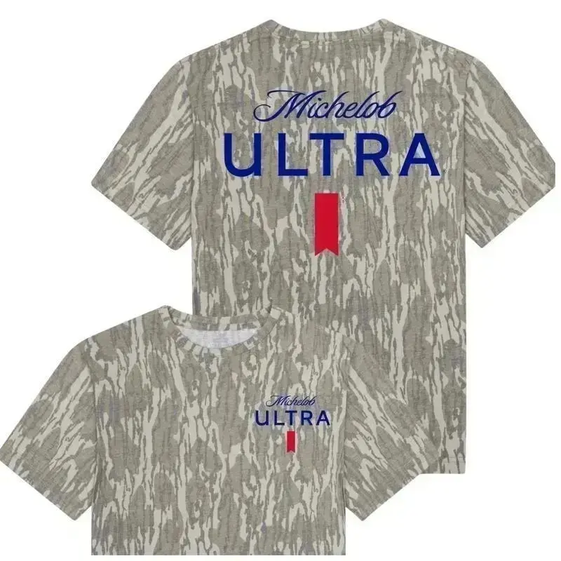 Mossy Oak Michelob Ultra Beer Tee, Camo Original Bottomland Tee For Men And Women, Camo Pattern Men's T-Shirt, Soft Breathable Cotton, Hunting Outdoor Shirt, Streetwear Outfit, Gift For Him Her