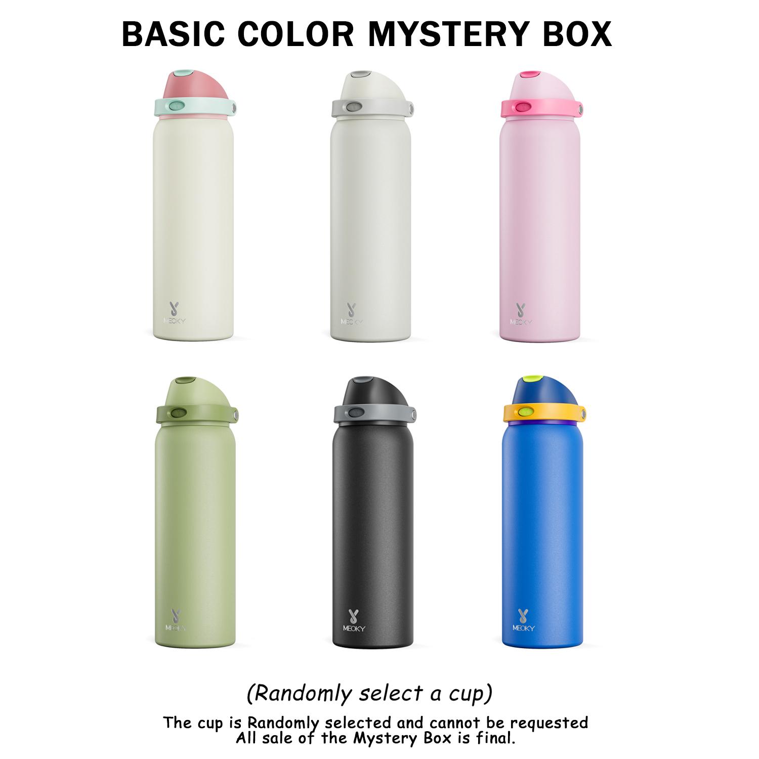 【Meoky Mystery Box Sports Cup】24oz/32oz/40oz Water Bottle with Straw & 2-in-1 Lid ， Stainless Steel thermos cup，Leak Proof, Keeps Cold 24H, BPA-Free, Protective Silicone Base for Sports, Gym, Travel & School,Mystery Cup