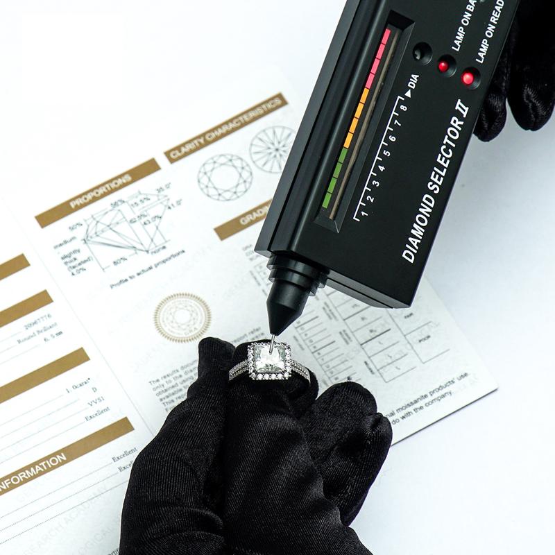 Delzzad 3ct Halo Ring Princess Synthetic Moissanite Ring Band S925 Christmas Gift