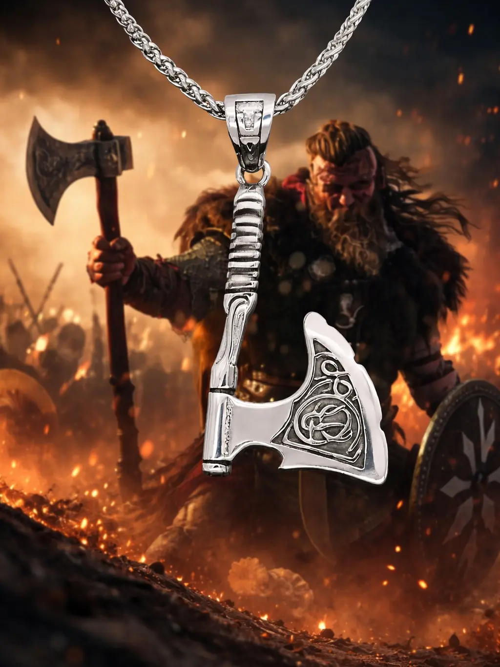 The Armored Kingdom Stainless Steel Warrior Theme Medieval Aesthetic Necklace - Antique Silver Link Chain, Chain & Link Design, Daily Wear Fashion Costume Jewelry Accessory