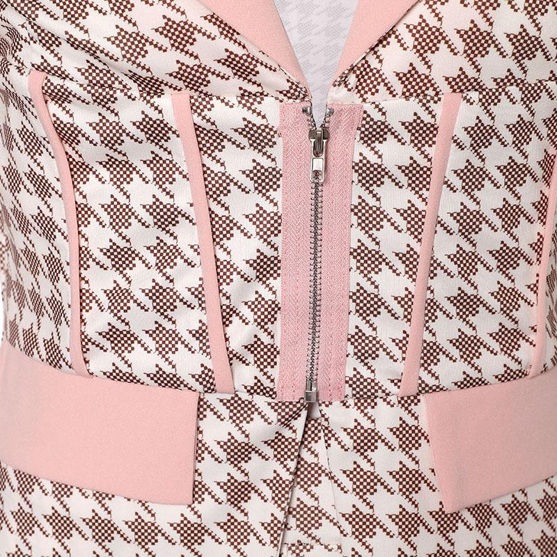 ChicMe Houndstooth Print Notched Collar Zip Front Flap Detail Corset Slit Coat/Print Blazer and Elastic Waist Slim Fit Pants Set Blazer Set ChicMe Houndstooth Print Notched Collar Zip Front Flap Detail Corset Slit Coat/Print Blazer and Elastic Waist Slim Fit Pants Set Blazer Set