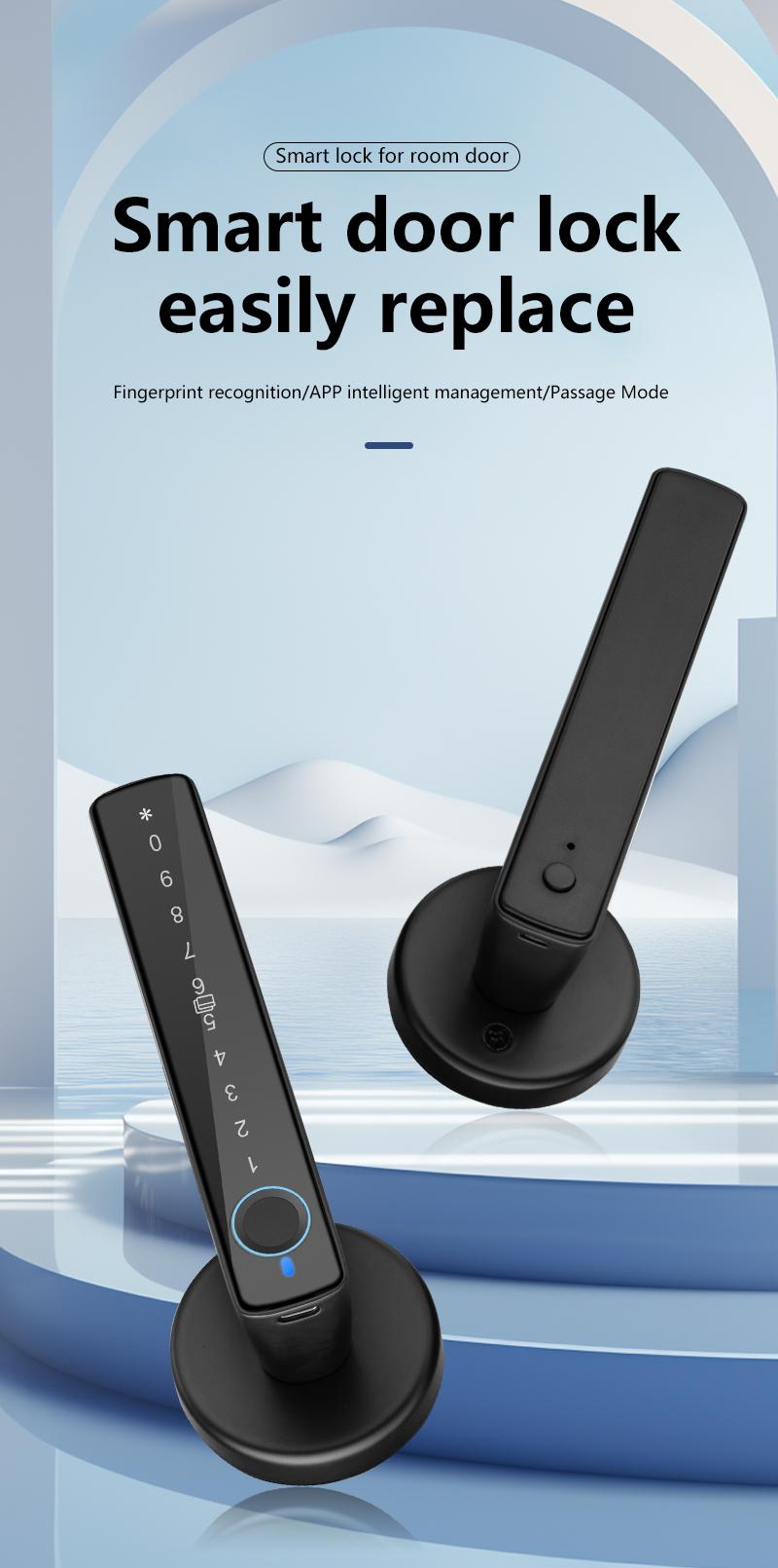 Smart Fingerprint Door Lock Keyless Entry Handle Biometric tech & App Control knob for Room Garage Office Apartment Local Data Storage