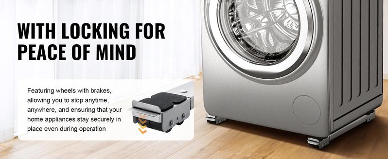 VEVOR Heavy Duty Furniture Appliances Rollers, TikTokShopBlackFriday, 660 lbs Total Load, Extendable Appliance Rollers Mobile Washing Machine Base, Fridge Stand Dolly Movers for Refrigerators, Dryers, Dishwashers, White