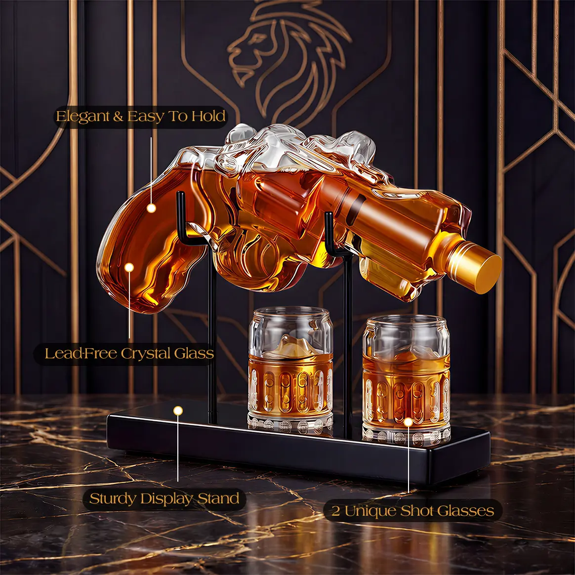 Kollea Military Style Whiskey Decanter Gift Set with Luxury Gift Box&Shot Glass,Bar Party Drink Container & Man Cave Decor,Gifts for Men and Women,Perfect Presents for Retirement,Birthday & Anniversary,Glass Art,No Alcohol Included,HomeDecor,sohochic