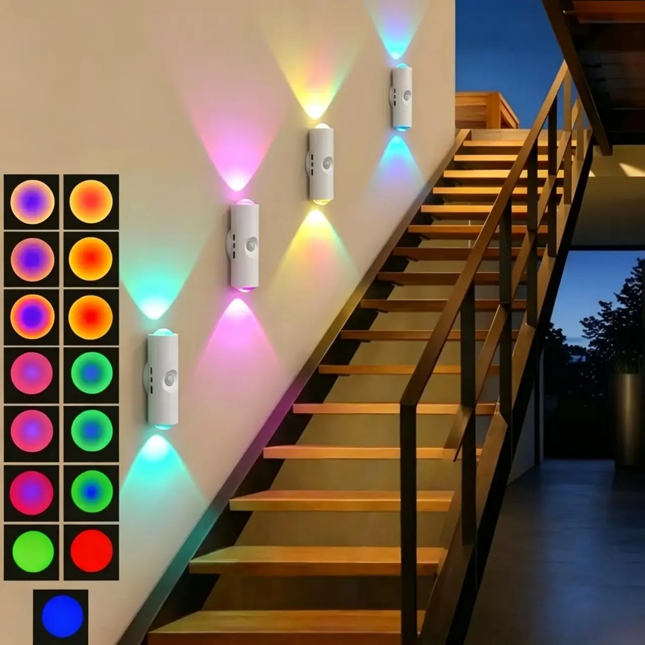 Smart Motion Sensor Night Light, RGB Gradient Color Changing Light, USB Rechargeable Magnetic Stick-On Wall Lamp, Dimmable Led Lights Wireless Indoor Ambient Lighting for Wardrobe, Stair, Hallway & Bedroom, Home Accessories Decor