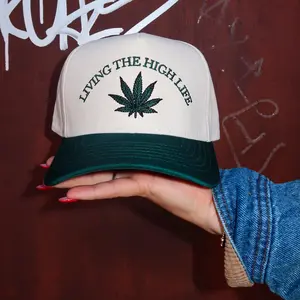 Living The High Life Hat / The Happiest Original Embroidered Vintage Trucker Hat Unisex Adjustable Snapback