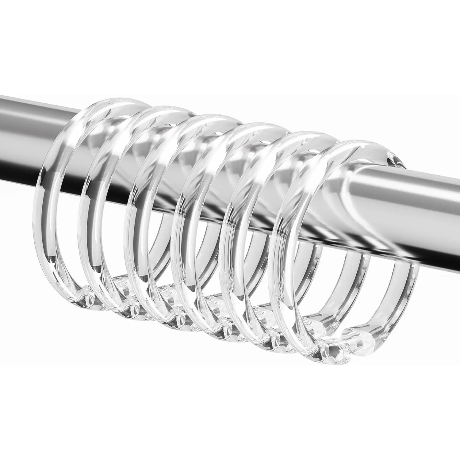 12 PCS Clear Plastic Shower Curtain Rings, Easy Snap Closure Shower Curtain Hooks