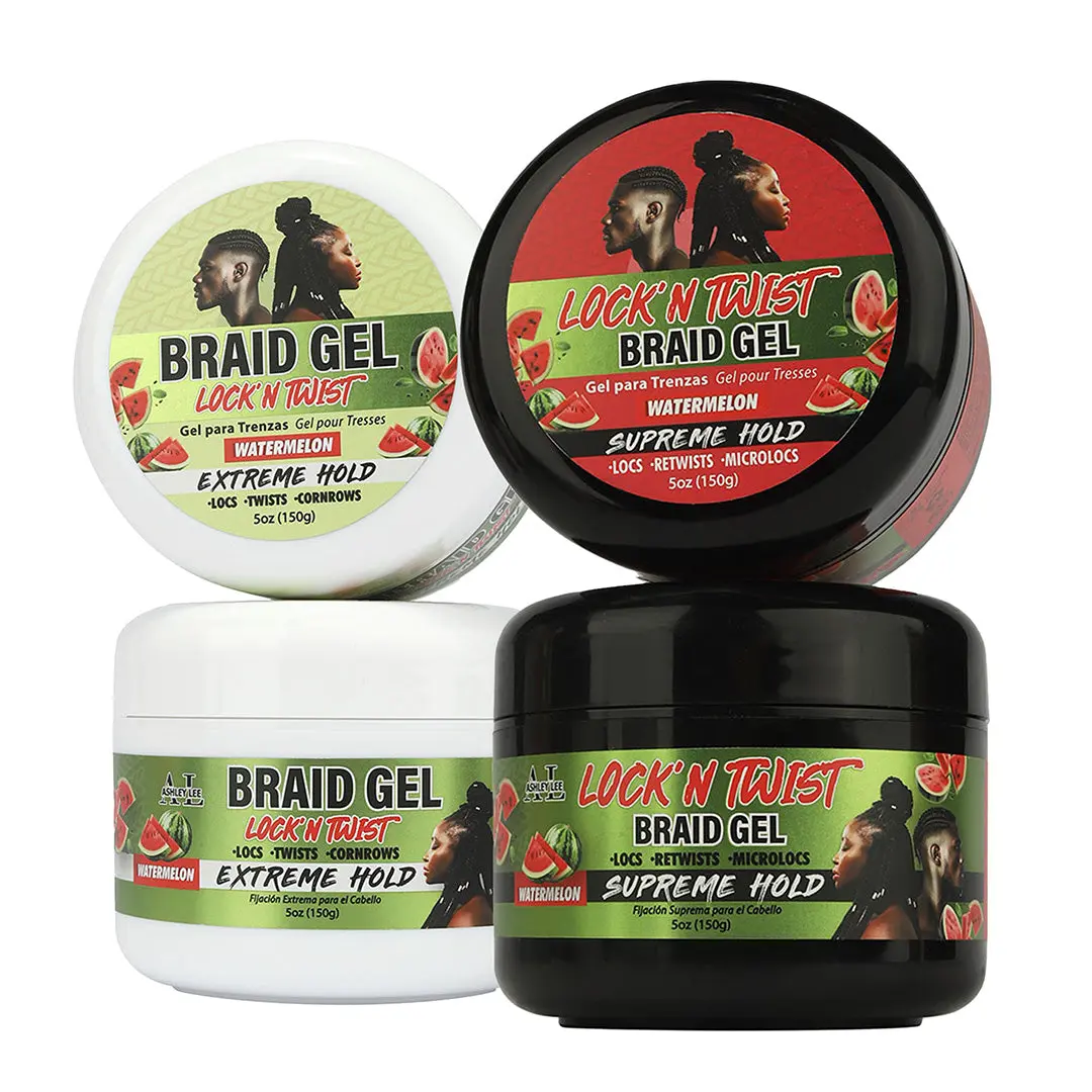 Lock N' Twist Braid Gel – Extreme Hold, High Shine, Smooths & Tames - for Long-Lasting Braids, Locs, Edges, Twists & Cornrows - 5 oz Watermelon Scented by Ashley Lee