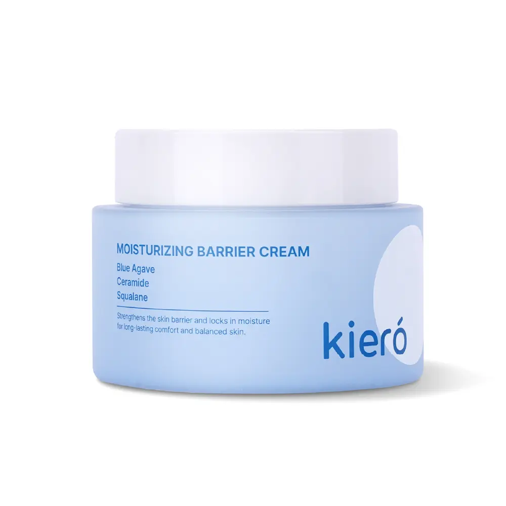 Kiero Moisturizing Barrier Cream - Official Product Hydrating Daily Face Moisturizer with Blue Agave, Ceramides & Squalane for All Skin Types - Vegan, Soothing Facial Lotion Barrier Repair Korean Skin Care (1.76 oz)