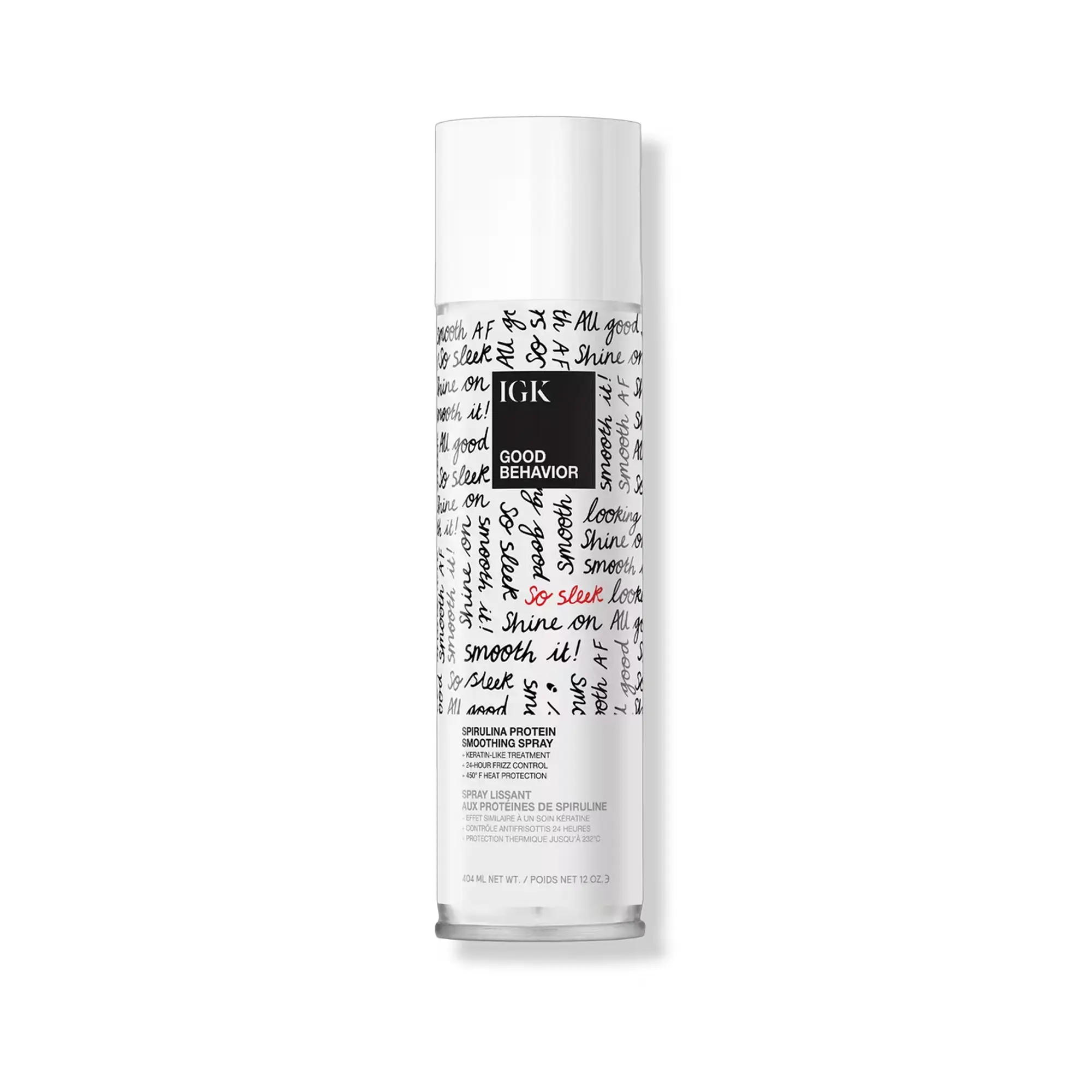 IGK Hair Good Behavior Frizz Control Smoothing Spray for Glossy Hair, Heat-Activated with Spirulina Protein, Keratin and Bonding Polymer for All Types, Hair Control Gel, Unisex