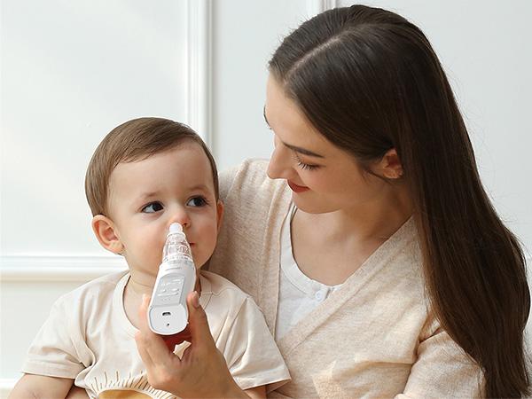 Grownsy Nasal Aspirator for Baby, Electric Nose Aspirator for Toddler, Baby Nose Sucker, Automatic Nose Cleaner with 3 Silicone Tips, Adjustable Suction Level, Music and Light Soothing Function
