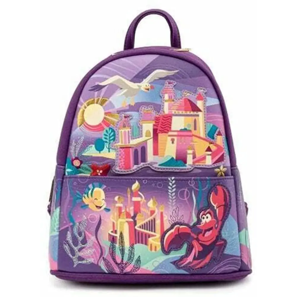 Loungefly Disney Little Mermaid Ariel Castle Series Embroidered Mini Backpack, Casual Backpack, Daypack