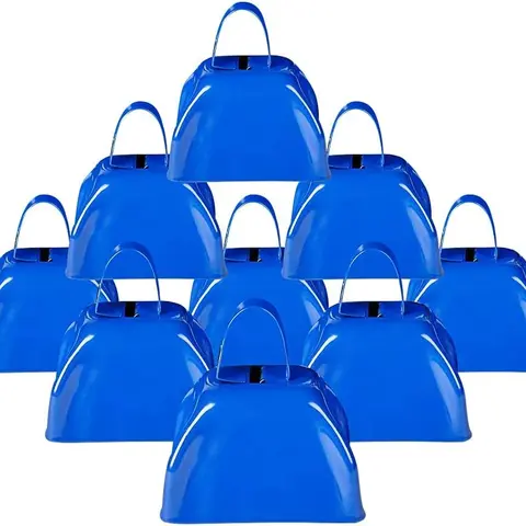Artcreativity 3" Blue Metal Cowbell Noisemakers with Handles - Pack of 12, Loud, Ideal for Football Games, New Year’s Eve, for Kids and Adults
