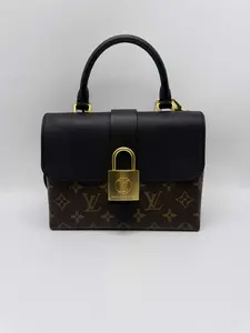 Pre-owned Louis Vuitton Locky BB Monogram Canvas Bag with Gold Padlock & Black Leather Trim