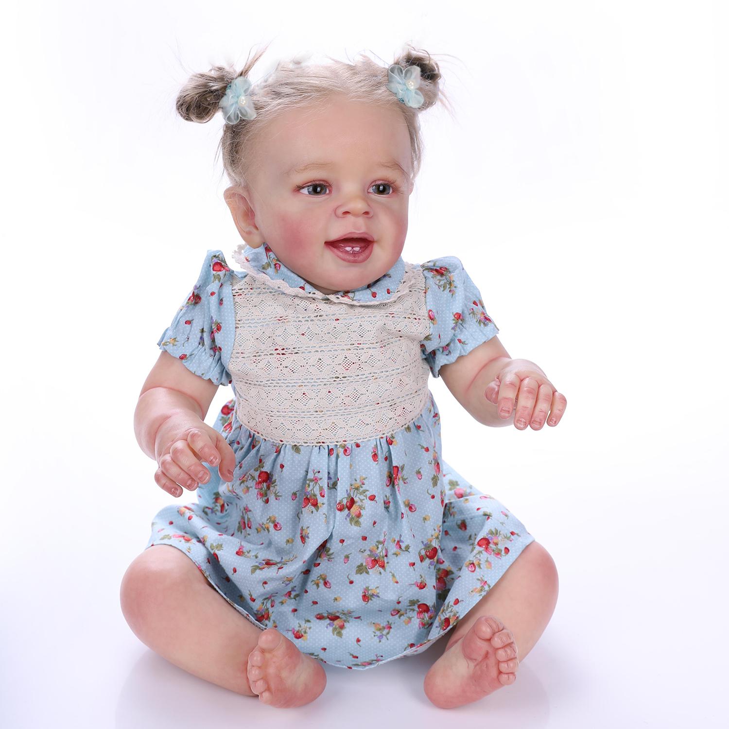 22 inches 55 cm Silicone Doll Girl Princess with Cute Face Lifelike Reborn Doll Artist Hand Painted Realistic Revived Baby Doll for Collection Festival Birthday Halloween Perfect Christmas Gift for Children Over 3 Years Old