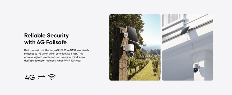 eufy Security 4G LTE Cam S330, 4K Cellular Solar Security Cameras Wireless Outdoor, Pan and Tilt, 4G and Wi-Fi Duo-Mode, AI Tracking, with SIM Card and 32GB SD Card Colorful Automatic｜Spingtok