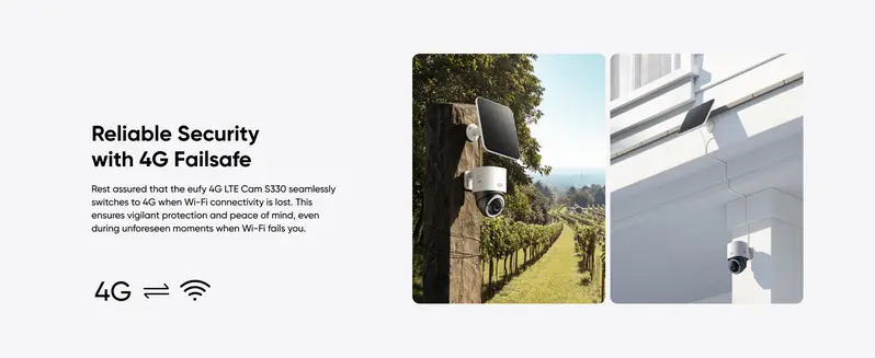 eufy Security 4G LTE Cam S330 4K Solar Surveillance Camera - Wireless Outdoor CCTV, Pan & Tilt, 4G/Wi-Fi Duo-Mode, AI Tracking, Night Vision, 32GB SD Card, SIM Card Included | Spingtok (High-Resolution Security Cameras & Systems)