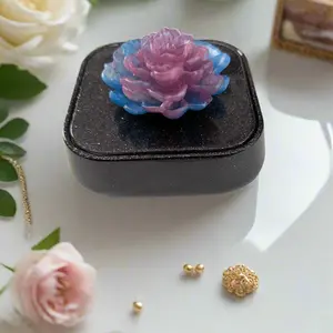 Elegant Floral Resin Trinket Box – Large Square Jewelry Organizer & Keepsake Case