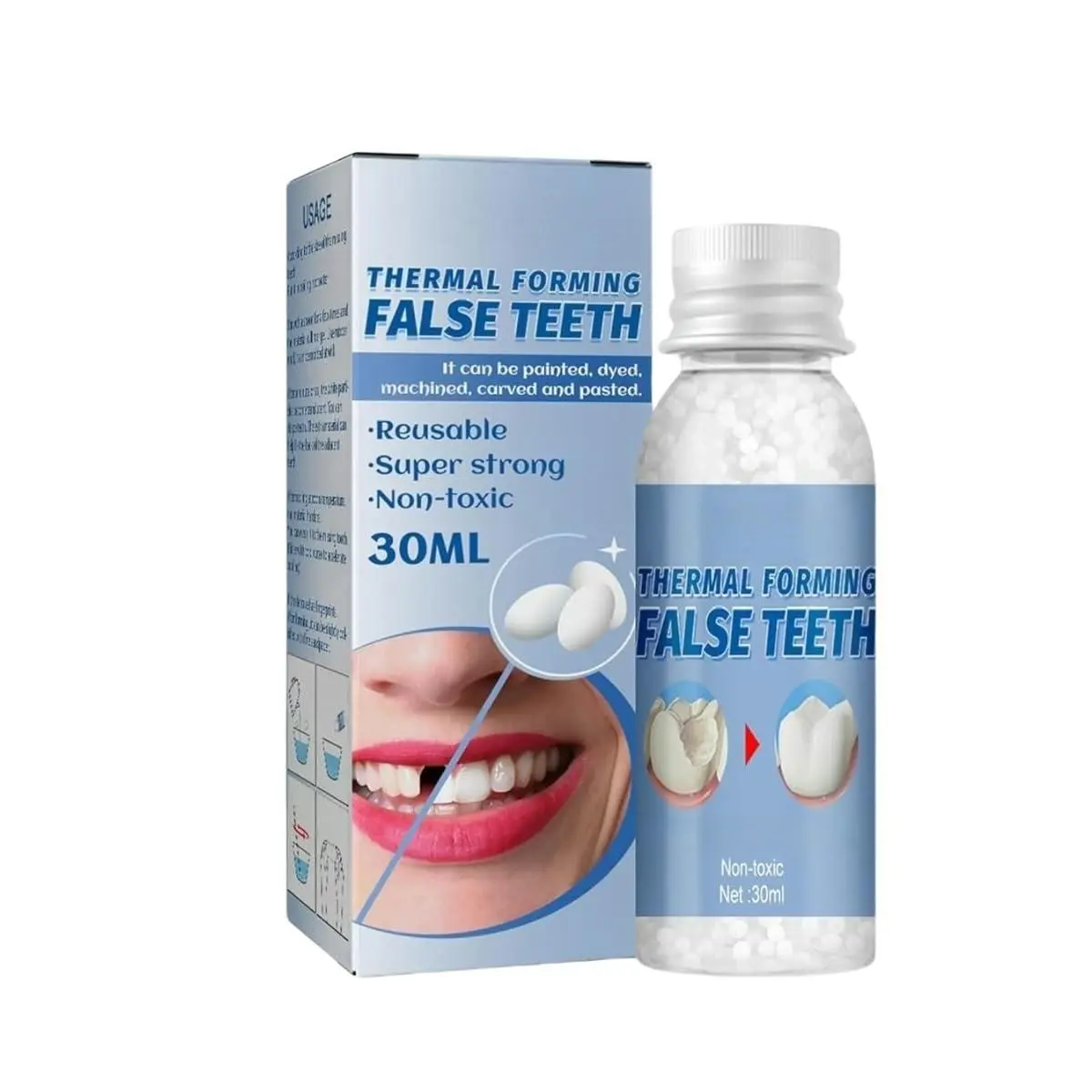 1/2 PCS Fake Teeth Beauty Products - Temporary CosmeticTeeth Replacement, Lightweight Moldable DentalRestoration Fillers, Washable Reusable for Halloween, Parties& Cosplay, Easy Shape & Fit, Natural White Look, FunCostume Accessory for Themed Events