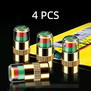 [4PCS] Automotive Pressure Monitor Valve Caps - For Mid-Duty, Compact & Motorcycles, Bicycles - Compatible with Tire Pressure Monitoring (Copper Core)