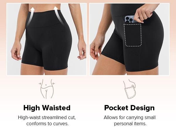 BRXL Women's High-Waisted No Front Seam 5" Biker Shorts - Underwear-Free Buttery Soft Butt Lifting with Pockets & Moisture-Wicking oga Gym Activewear #Volleyball #Running#TikTokMadeMeBuyIt#TikTokShopBacktoSchool#outdoorfun #warmupforholiday
