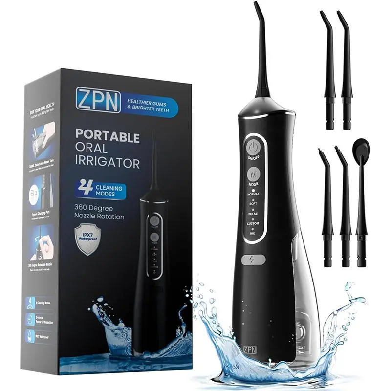 Portable Oral Irrigator, 1 Box Waterproof Teeth Cleaner with Replacement Heads, Teeth Cleaning Tool for Home & Travel