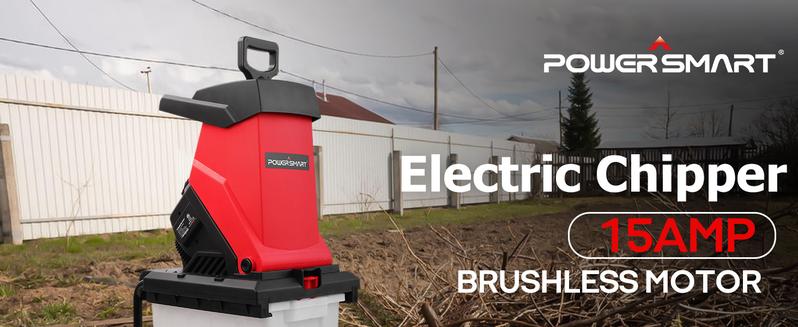 PowerSmart Electric Wood Chipper 15-Amp with Collecting Bin for Garden, Yard(PS12A)