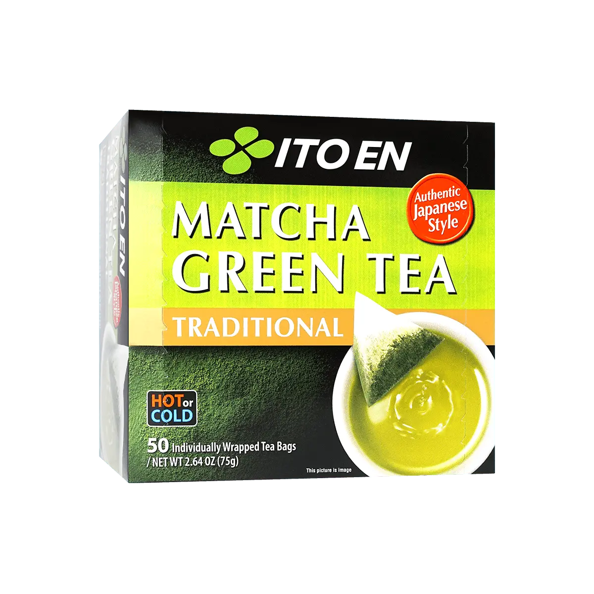 ITO EN Matcha Green Tea Bags - Authentic Japanese Ceremonial Grade Powder, 50 Count, 75g, 0 Sugar 0 Additives