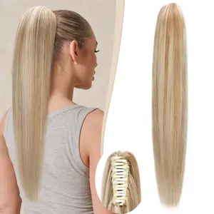 SEGOHAIR Human Hair Ponytail Extension with Claw Clip, Natural Look, Soft, 14"-20", Various Colors for Women, Ideal for Dates, Weddings, Parties, Gifts Long