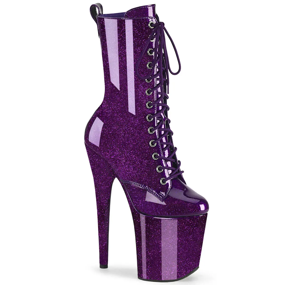 Pleaser Women's 8" Heel Gothic Style Ankle Boot, Lace-Up 4" Glitter Platform for Alt Girls with Side Zip, Shoe, Footwear, Statement Shoes, Alt Outfits, Girl, Alternative Style, Goth Aesthetic, Lacy, Stiletto Heel, Evening Wear, Glitter Finish