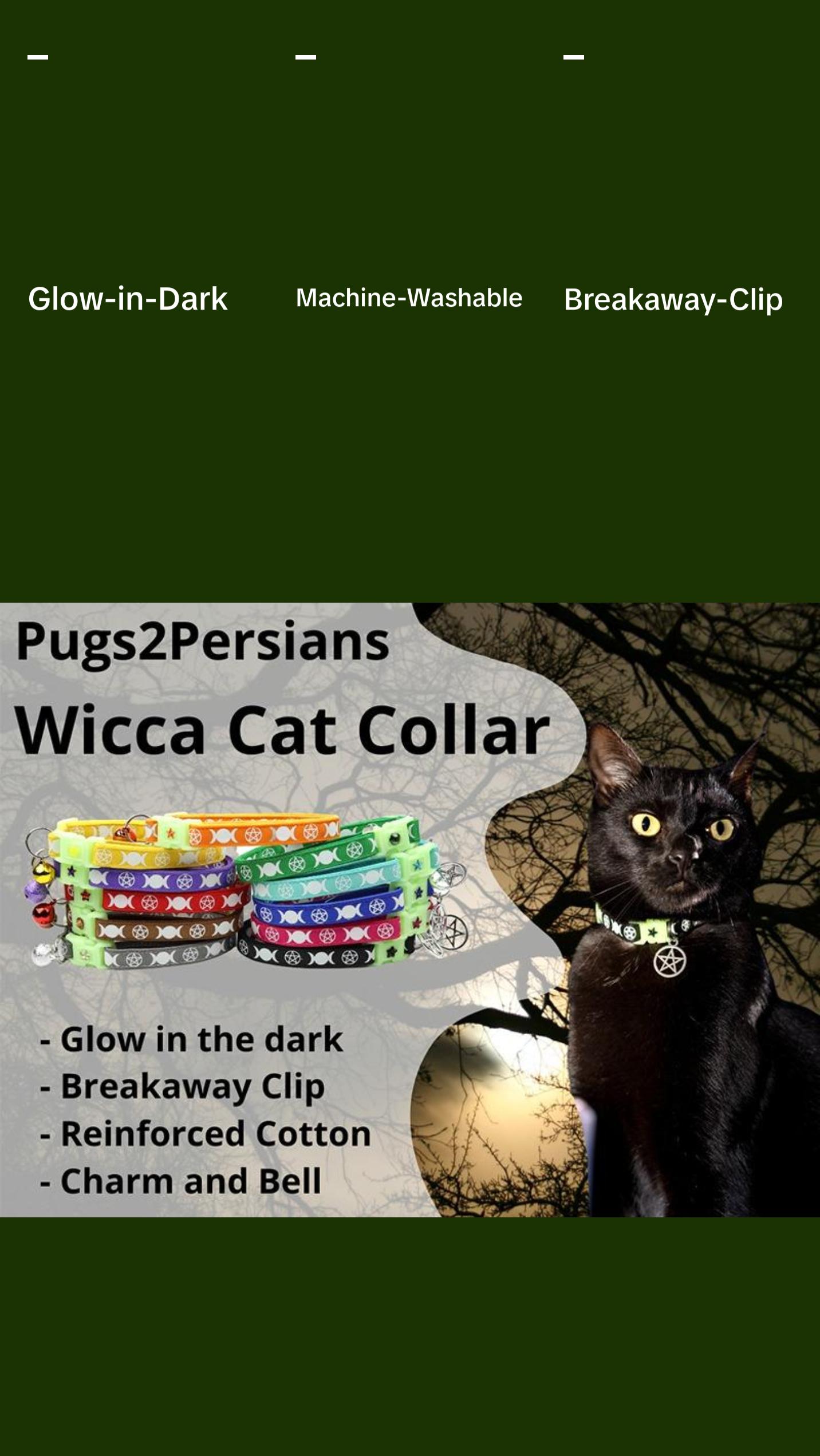 Witch's Familiar Breakaway Safety Cat Collar with Jingle Bell & Pentagram Charm by Pugs2Persians Wicca Pagan Pentacle