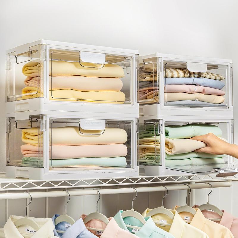 [Valentine's Day Gift] Vtopmart 2-4 Pack Hat Organizer for Baseball Caps, Clear Hats Holder Box with Drawer, Large Cap Storage with Sliding Tray, Stackable Rack Display Case with Magnetic Door, Each Holds 12 Hats