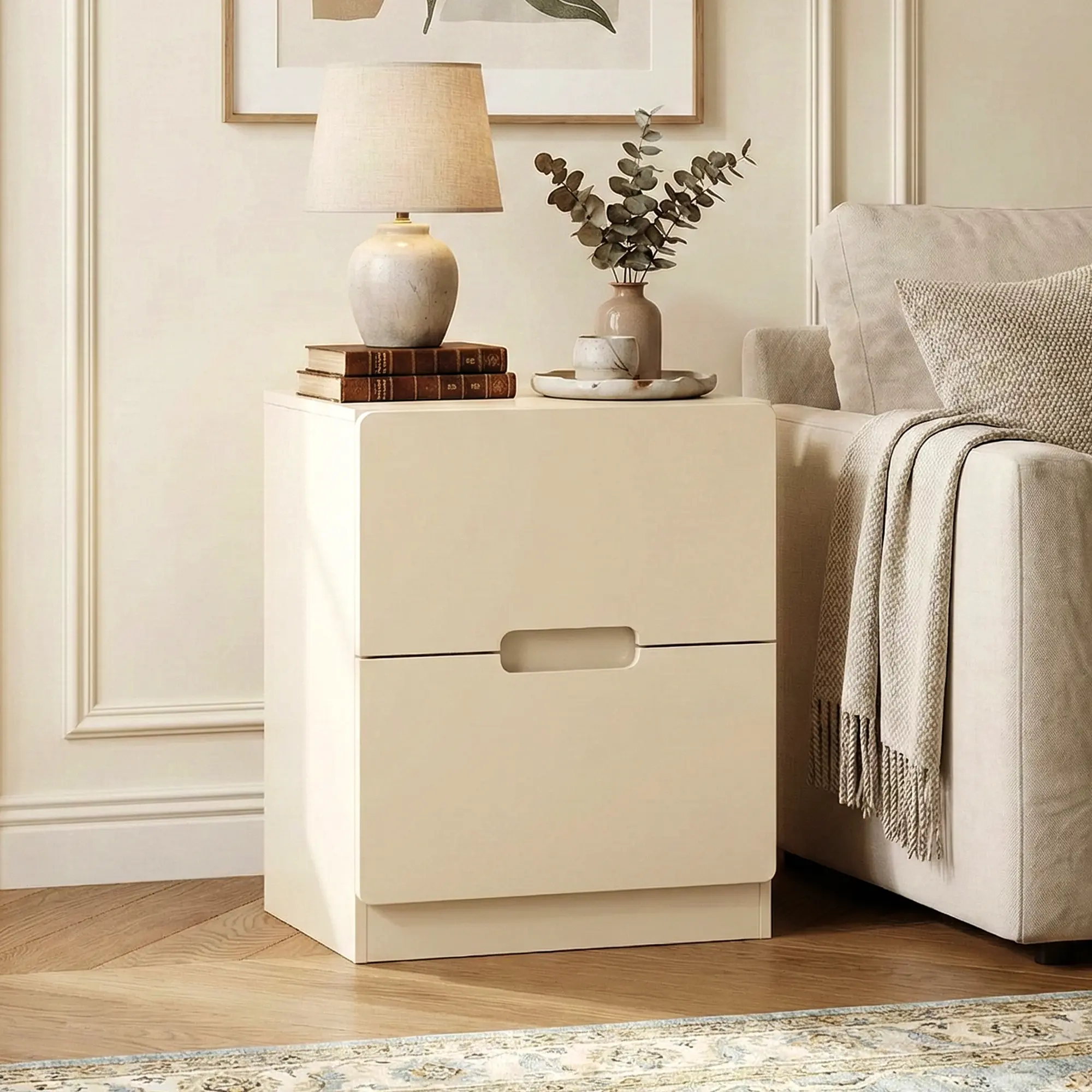 【Summervibes】RoyalCraft 2 Drawer Nightstand, Modern Bedside Table with Handless Design, Wood Side Table for Bedroom, Living Room, Hallway