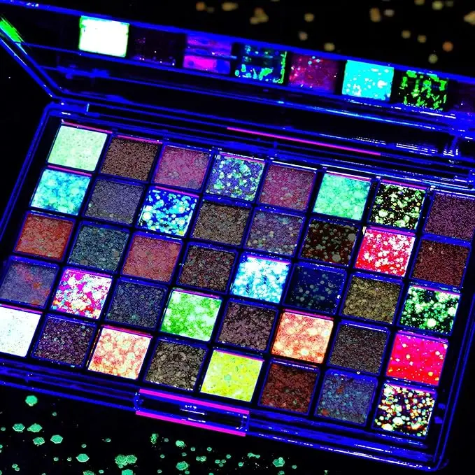 Face Glitter, Glow in The Dark Glitter&22 Colors Vibrant in Daylight, Body Glitter Hair Glitter Face Glitter for Kids Women for Halloween Rave Festival Party Makeup