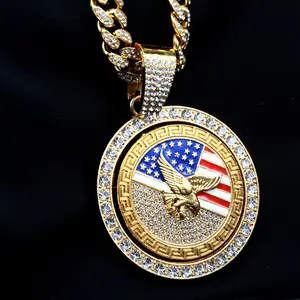 Eagle Pendant Diamond-Studded Necklace with Bold Style