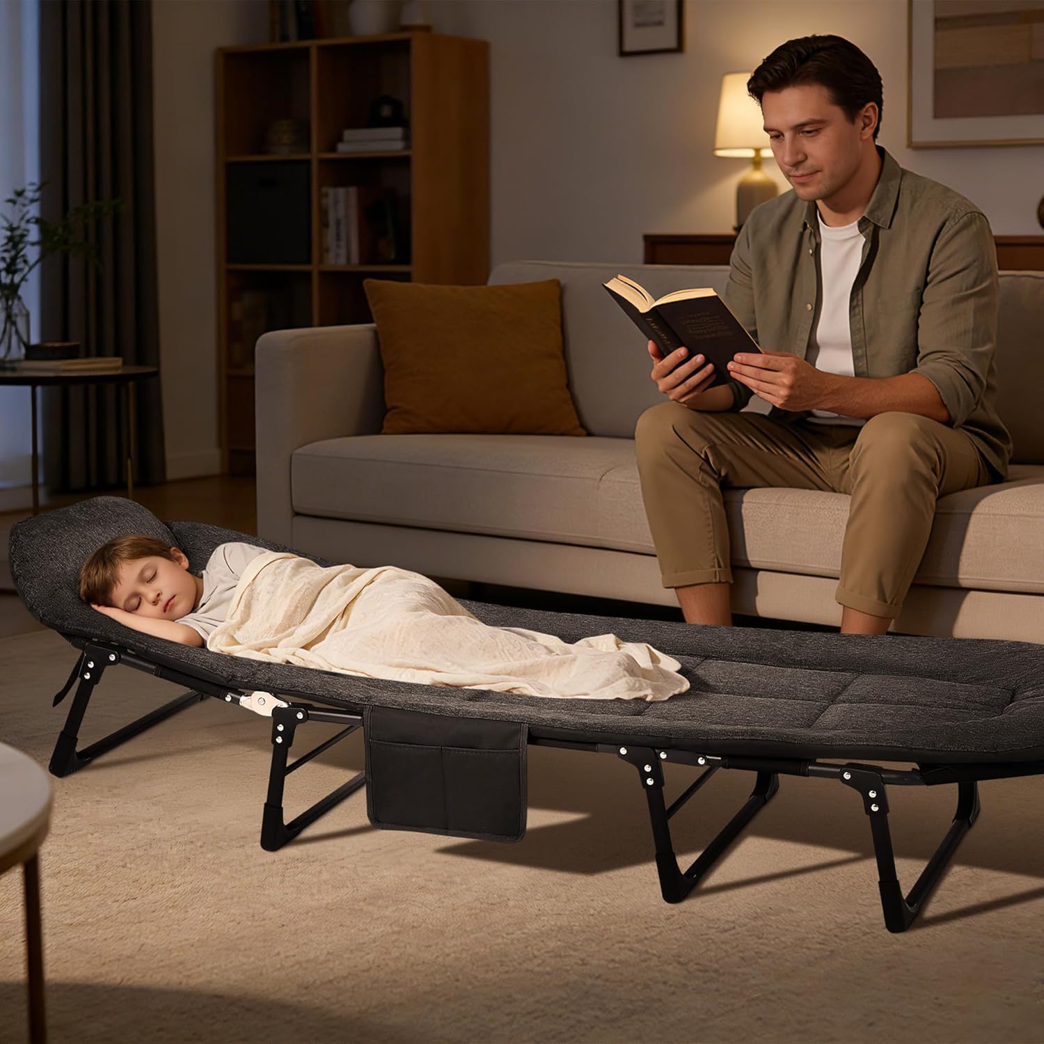 78.7”x26”x11.8” Foldable Bed with Memory Foam - 6-Position Adjustable & 700lb Capacity Picnic Chair Camping Lounger Outdoor Chair