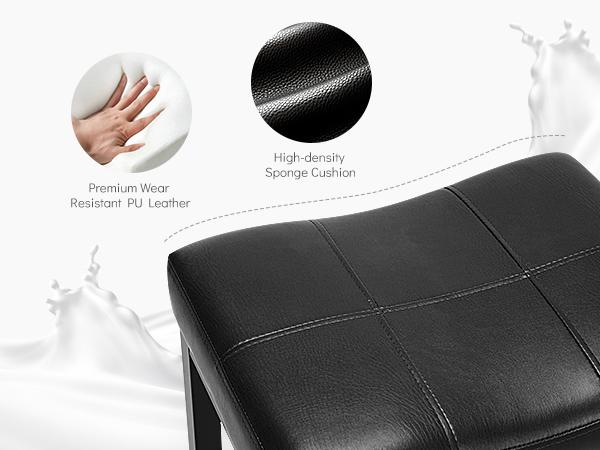 Saddle Bar Stools Set of 2 Counter Height 24-Inch Modern PU Leather Barstools with Metal Base, Footrest, Upholstered Bar Chairs for Kitchen Island