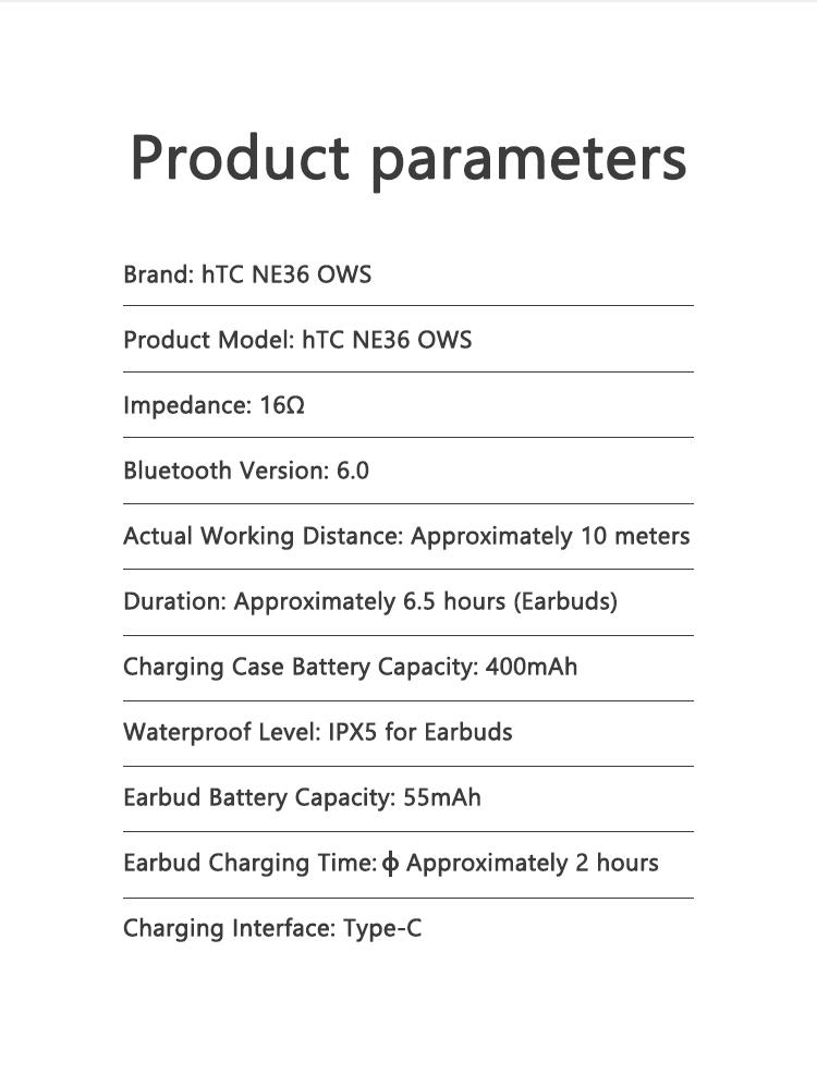 HTC NE36  intelligence AI audifonos bluetooth 134 languages worldwide translatorearbuds 5.4 Wireless Earphones bone conduction headphones | Suitable for Office, Sports, Study and Audio Calls | Built-in Microphone | Earphones