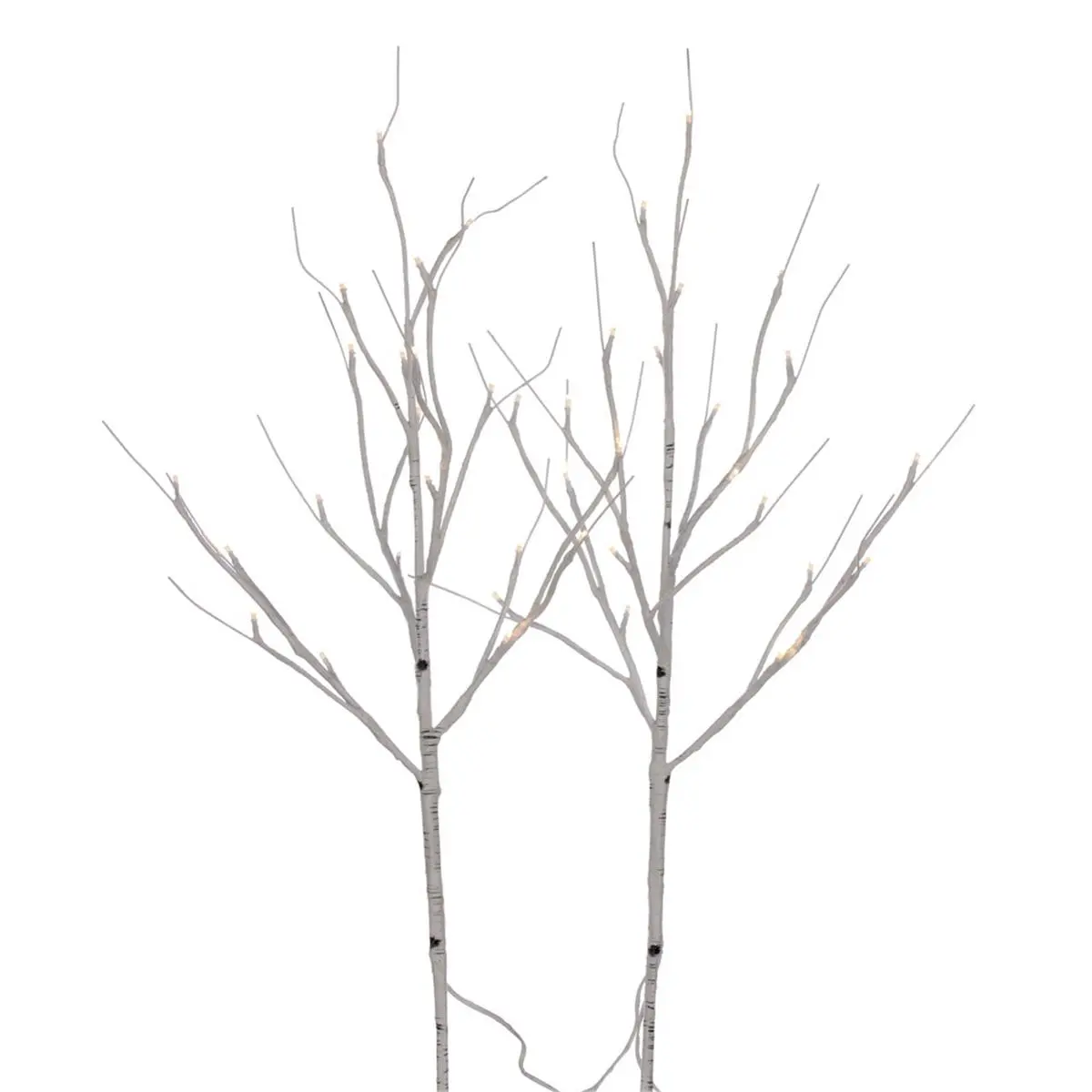 Vickerman 30in Copper Birch Twig String Lights 2-Piece Set - Flexible Warm White LED, Battery-Operated Timer, Dry Alkaline-Compatible Battery Power, 2 Connected Branches, 19in Lead Cord, Festive Style Indoor and Sheltered Outdoor Christmas Decor