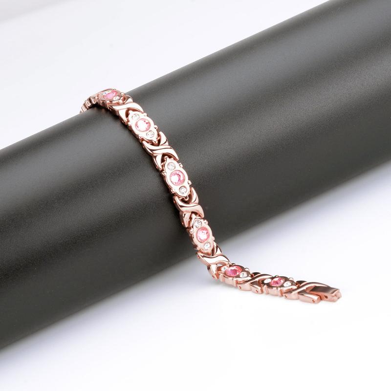 Energy magnet bracelet, eco-friendly alloy with diamonds, adjustable ladies' wristband