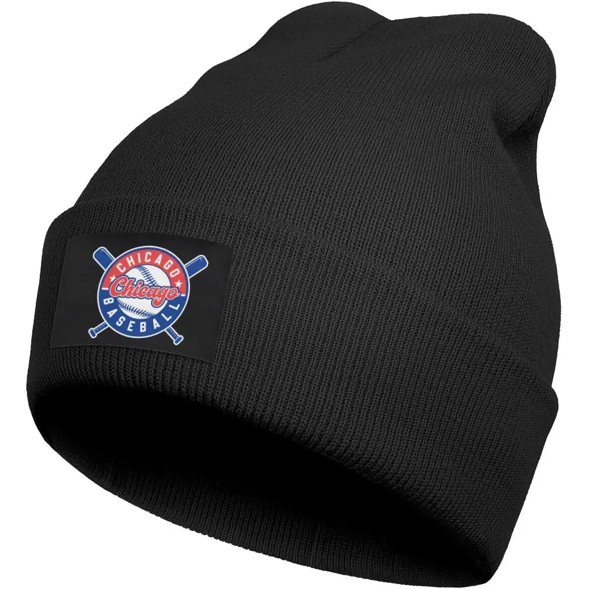 Unisex Casual Cuffed Knit Beanie, Chicago City Graphic Acrylic Hat for Cold Weather Outings, Flexible Stretch Fit for Daily Wear & Sports, Team Fan Gift, Hand Wash Safe, Fits Most Head Sizes
